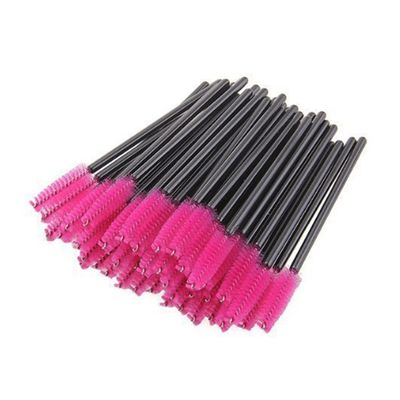 LALAFINA 100pcs Rose Red Disposable Eyelash Brushes Professional Mascara Wands for Makeup Application for Salon Home Use Easy to Separate Apply Mascara Flexible Brush Head