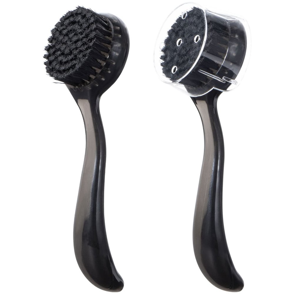 2 Pcs Large Facial Cleansing Brush Charcoal Bristles Black, Ooloveminso Manual Face Brushes for Deep Cleansing and Exfoliating Pores, Face Scrubber to Massage, Makeup Remove and Skin Care-Clear Black