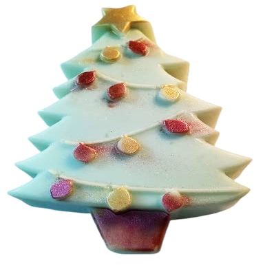 3 Pc Set - Christmas Tree Soap w/Mica Color - Goatmil & Shea Formula (Large-Vertical)