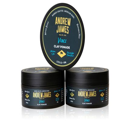 ANDREW JAMES Clay Pomade 3-Pack | 2.75 Ounce Each | Natural Matte Finish | Firm Hold | Fuller Look | Sulfate Free | No Comb Needed To Style| Putty Texture | Hair Sculpting | Made In The USA