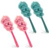 Back Scrubber for Shower, Qewro Loofah on a Stick as Shower Brush Exfoliating Body with Long Handle, Loofah Sponge Mens Loofah Bathing Accessories for Women (2Pack Blue) (4Pack Blue and Pink) view 1