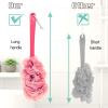Back Scrubber for Shower, Qewro Loofah on a Stick as Shower Brush Exfoliating Body with Long Handle, Loofah Sponge Mens Loofah Bathing Accessories for Women (2Pack Blue) (4Pack Blue and Pink) view 4