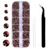 3792 Pcs Gold Rose Flatback Rhinestones Set for Nail, Art, Crafts, Makeup, Tumblers Glitter Round with Tweezers and Picking Pen(SS6~SS20) view 1