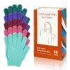 Evridwear Exfoliating Dual Texture Bath Gloves for Shower, Spa, Massage and Body Scrubs, Dead Skin Cell Remover, with Hanging Loop Heavy(5 Pairs Gift Set for Women) view 1