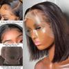 13x6 HD Transparent Invisible Lace Front Human Hair Wig Short Bob Straight Brazilian Virgin Hair Glueless Wigs for Women Short Bob Human Hair 150% Density Pre Plucked with Bleached Knots Remy Hair 16inch view 4