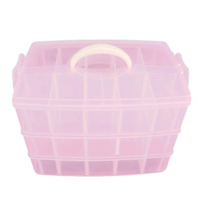 Zerodeko 30grids Handheld Detachable Plastic Storage Box Organizer for Cosmetics and Jewelry Transparent Design Handle Color