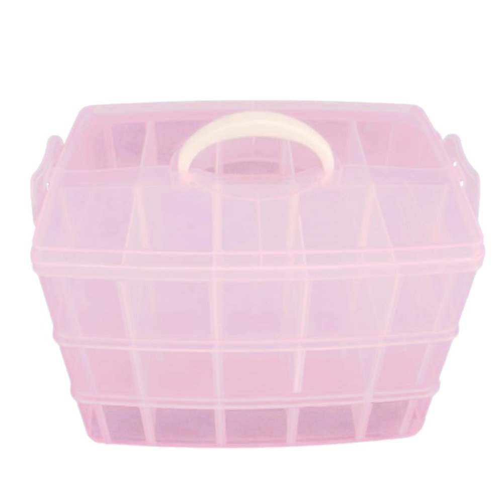 Zerodeko 30grids Handheld Detachable Plastic Storage Box Organizer for Cosmetics and Jewelry Transparent Design Handle Color