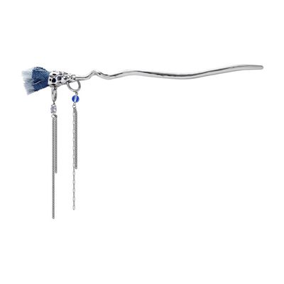 Classic Denim Collection Tassels Hair Sticks Fashion Metal Hair Pins Stick Bun Chopsticks Hair Accessories For Women Bun