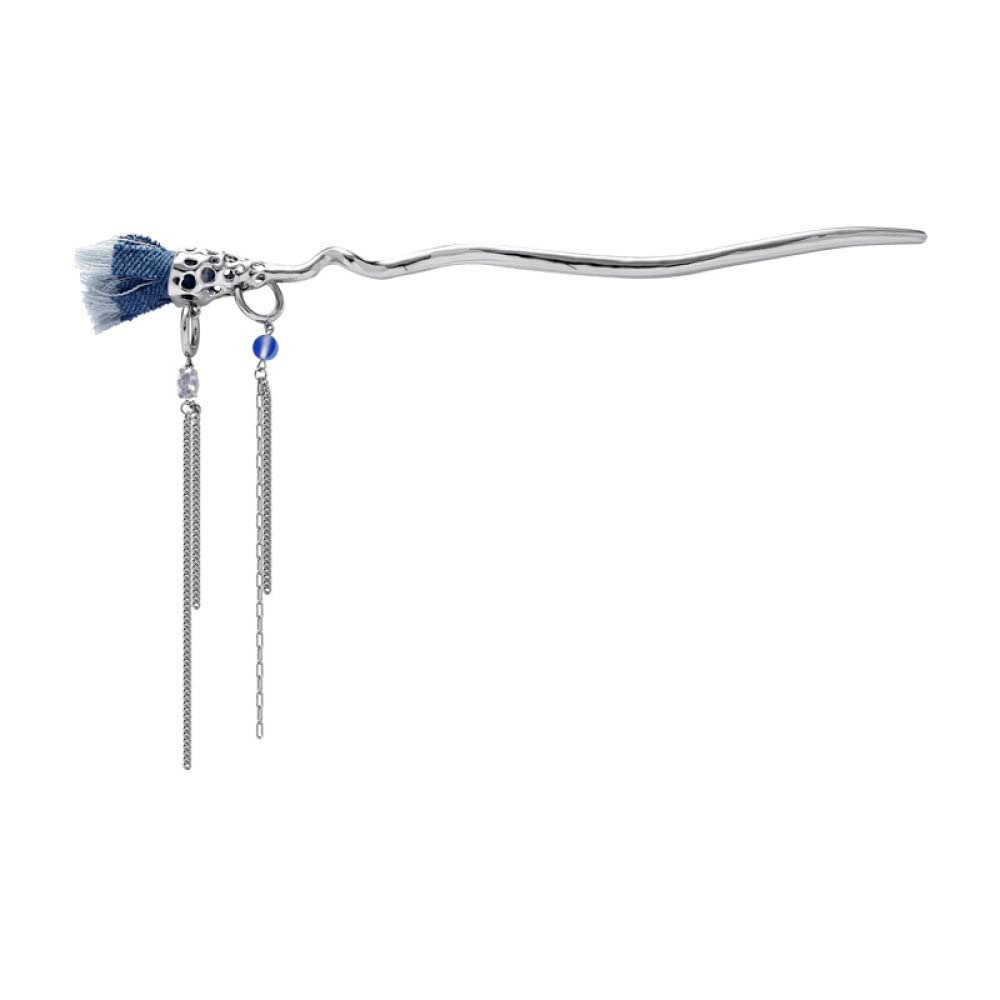 Classic Denim Collection Tassels Hair Sticks Fashion Metal Hair Pins Stick Bun Chopsticks Hair Accessories For Women Bun