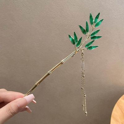 2 Pcs Ethnography Bamboo Leaves Hair Hair Sticks Fashion Metal Hair Pins Stick Bun Chopsticks Hair Accessories For Women Bun