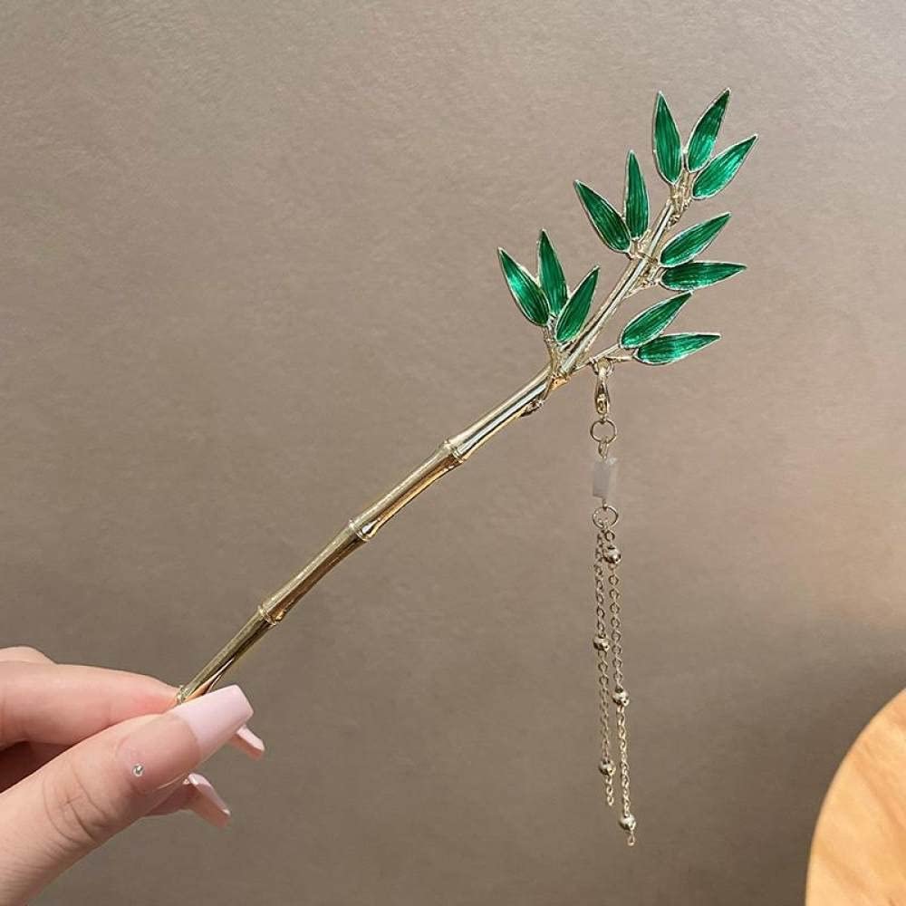 2 Pcs Ethnography Bamboo Leaves Hair Hair Sticks Fashion Metal Hair Pins Stick Bun Chopsticks Hair Accessories For Women Bun