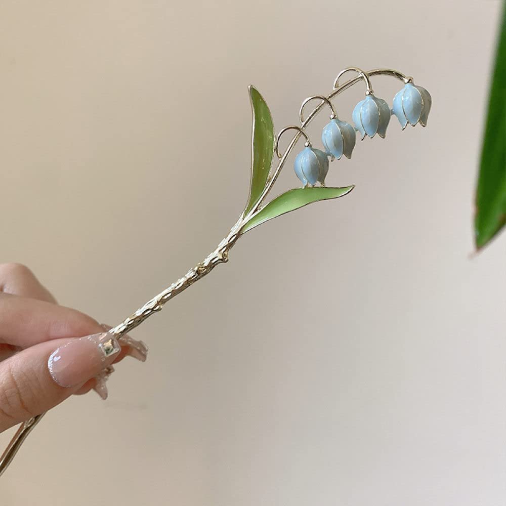 Simple Modern Temperament Lily Of The Valley Hair Sticks Fashion Metal Hair Pins Stick Bun Chopsticks Hair Accessories For Women Bun