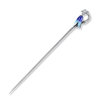 Blue Bamboo Leaves A Word Hairpin Hair Sticks Fashion Metal Hair Pins Stick Bun Chopsticks Hair Accessories For Women Bun