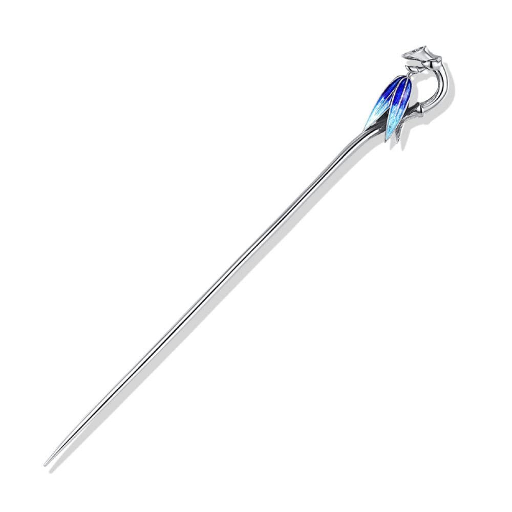 Blue Bamboo Leaves A Word Hairpin Hair Sticks Fashion Metal Hair Pins Stick Bun Chopsticks Hair Accessories For Women Bun