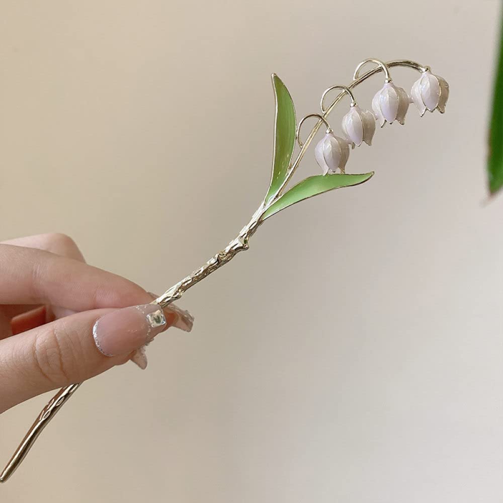 Simple Modern Temperament Lily Of The Valley Hair Sticks Fashion Metal Hair Pins Stick Bun Chopsticks Hair Accessories For Women Bun