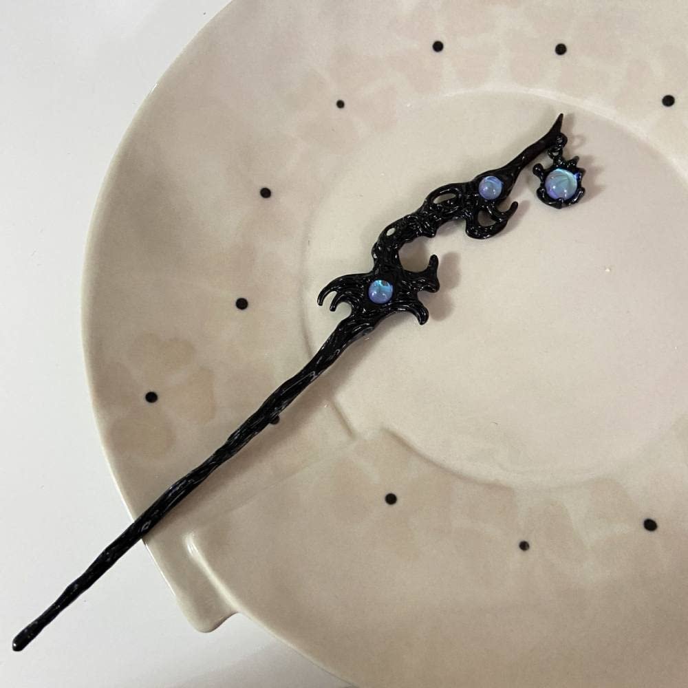 Black Moonstone Dragon Pattern Hair Pins Stick For Buns Handmade Classical Chopsticks Women Thick Hair Hair Accessories