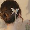 2 Pcs Vintage Pink Butterfly Tassels Hair Sticks Fashion Metal Hair Pins Stick Bun Chopsticks Hair Accessories For Women Bun view 2