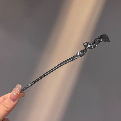 2 Pcs Simple Modern Metal Hair Pins Stick For Buns Handmade Classical Chopsticks Women Thick Hair Hair Accessories Black