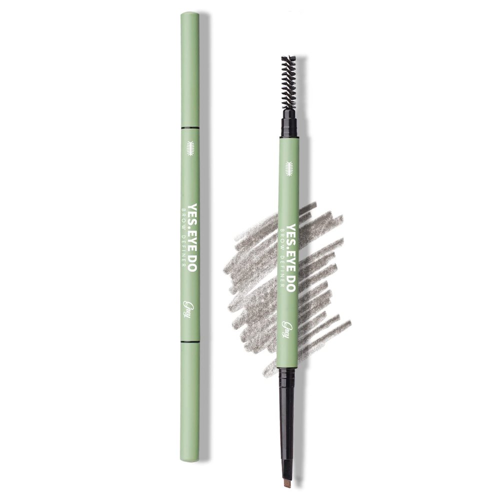 Grey Eyebrow Pencil for Older Women Soft, Ultra Slim Gray Eyebrow Pencil for Women, Double Head Brow Pen for Natural Look, Long Lasting, Sweatproof, Grey, YES.EYE DO