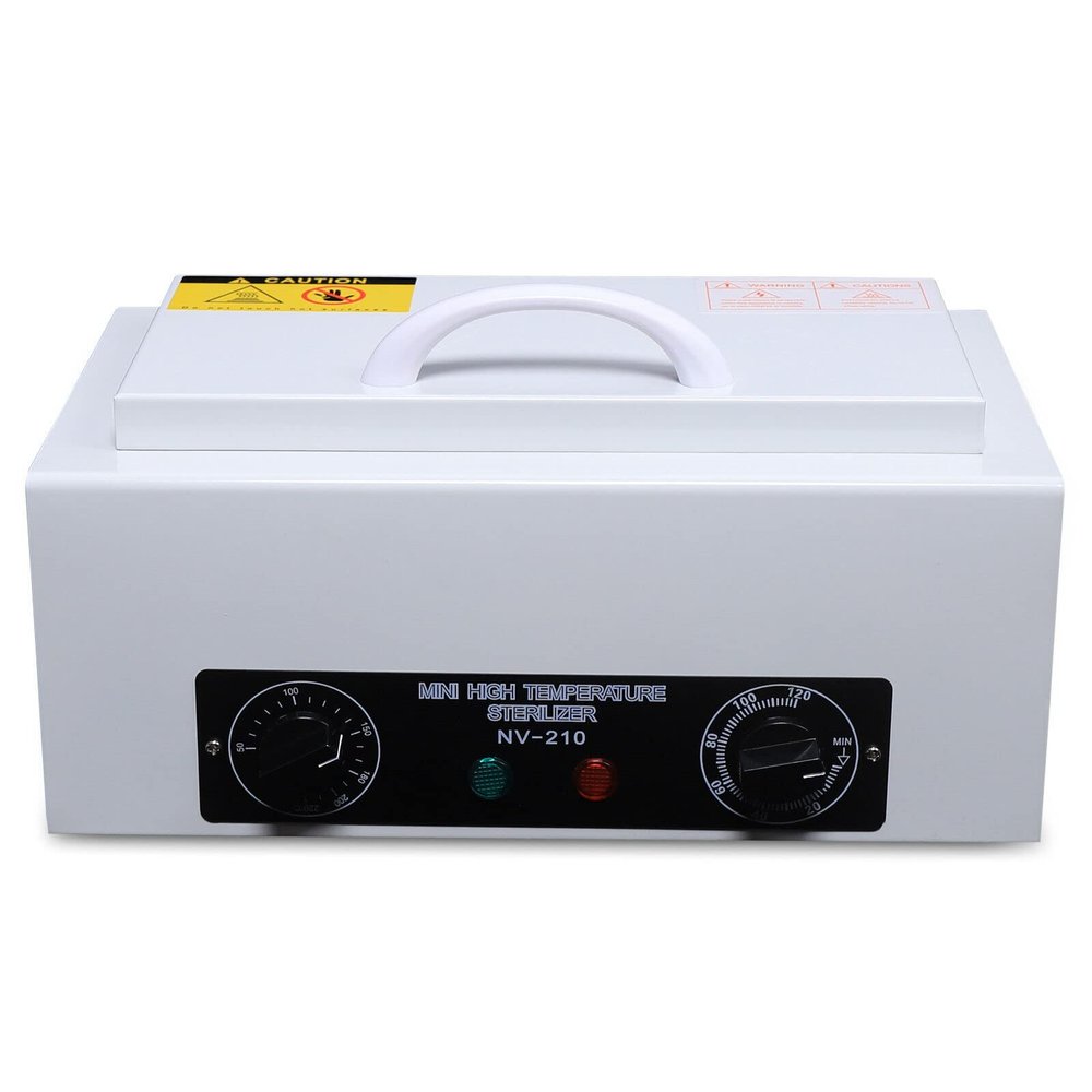 VPABES Dry Heat Sterilizer Cabinet 1.5L High Temperature Sterilizer Box with 120 Minutes Adjustable Timer 110V 300W Salon Hairdressing Tool Equipment for Nail Tool Spa Pedicure Tools