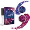 Laza Body Glitter, 2 Jars Iridescent Chunky Sequins with Glitter Glue Perfect for Women Eyeshadow Makeup Face Paint Festival Rave outfits Hair Accessorie Carnival Party Costumes - Brilliant Purple Red view 1