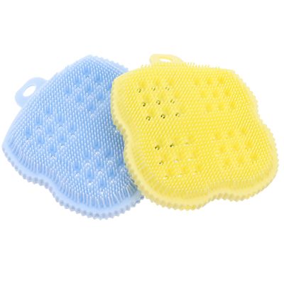 SOLUSTRE 2pcs Silicone Body Scrubber and Scalp Brush Multi-Functional Cleansing Tool for Body and Hair Care Random Colors for Bathing and Deep Cleaning