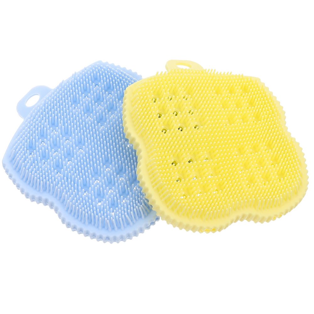 SOLUSTRE 2pcs Silicone Body Scrubber and Scalp Brush Multi-Functional Cleansing Tool for Body and Hair Care Random Colors for Bathing and Deep Cleaning