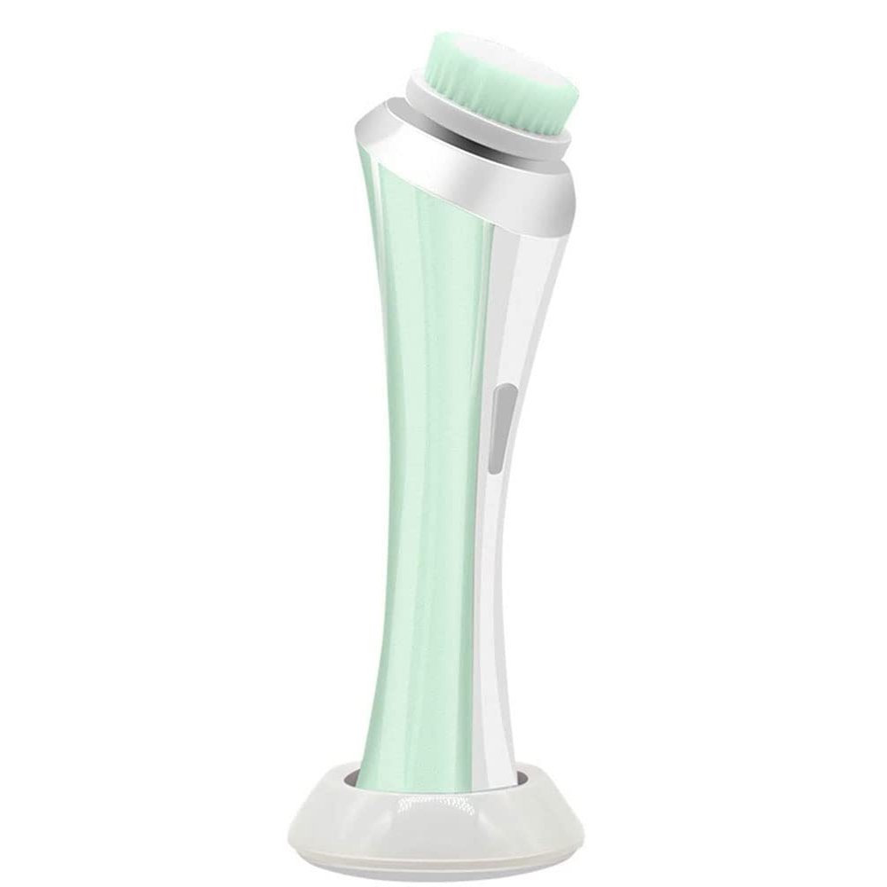 XARONF Electric Facial Cleansing Brush with 4 Replaceable Face Scrub Brush Heads, Waterproof Cleanser Remove Dirt, Oil, Makeup Residue, USB Rechargeable (Color : Green)