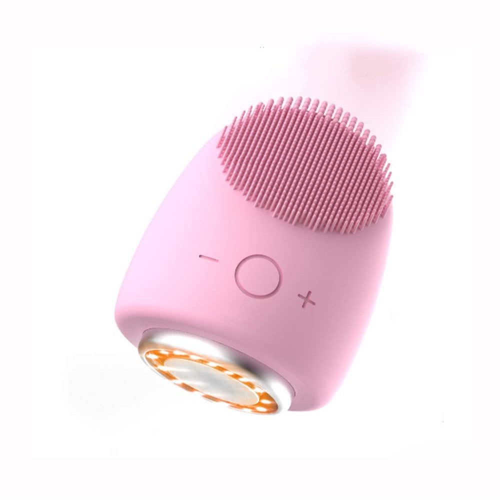 XARONF Facial Cleansing Brush Heated, Waterproof Face Scrubber for Deep Cleanser,Face Brush Gentle Exfoliating Massaging, 9 Adjustable Speeds USB Rechargeable Exfoliating Brush (Color : Pink)