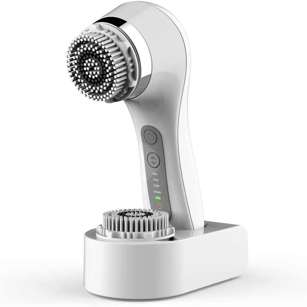 XARONF Facial Cleansing Brush,Rechargeable IPX7 Waterproof with 2 Brush Heads,Face Brush Use for Exfoliating, Massaging and Deep Cleansing (Color : White)