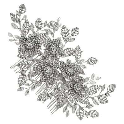 SOLUSTRE Creative Alloy Hair Comb Rhinestones Delicate Floral Design for Weddings Parties and Special Occasions Elegant Headdress for Women and Girls Alloy Material Silver