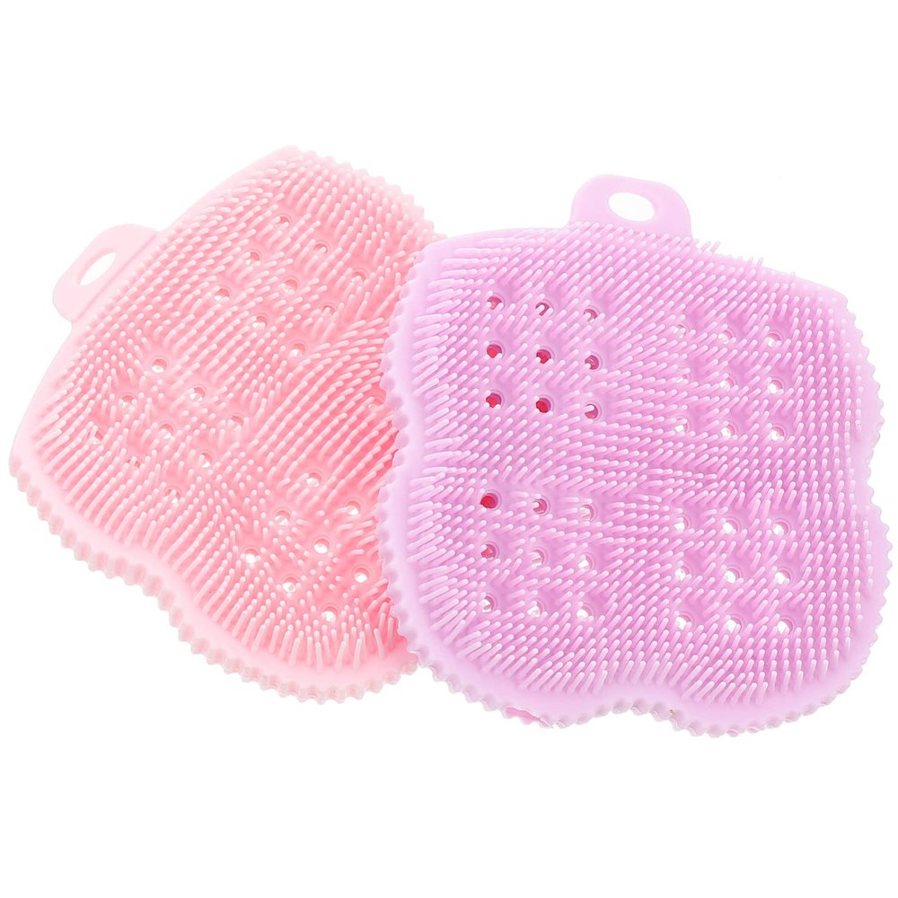 SOLUSTRE 2pcs Silicone Body Scrubber Scalp Brush Gentle Exfoliating Bath Brush for Cleansing Dead Skin Removal Soft Multi-Functional Shower Tool