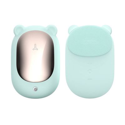 XARONF Facial Cleansing Brush Electric Waterproof Face Scrubber, Rechargeable Silicone Face Brush with Heated for Exfoliating, Deep Cleansing, Massaging (Color : Green)