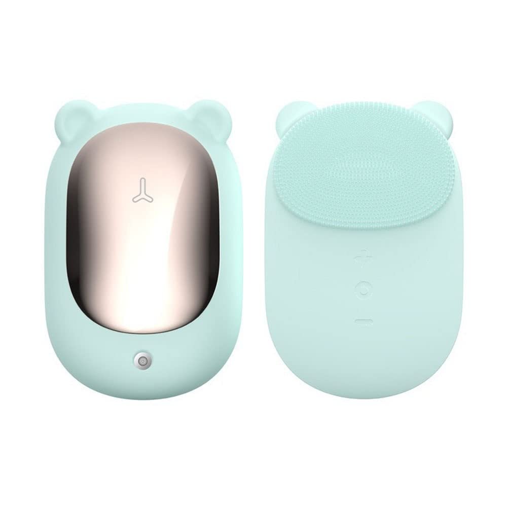 XARONF Facial Cleansing Brush Electric Waterproof Face Scrubber, Rechargeable Silicone Face Brush with Heated for Exfoliating, Deep Cleansing, Massaging (Color : Green)