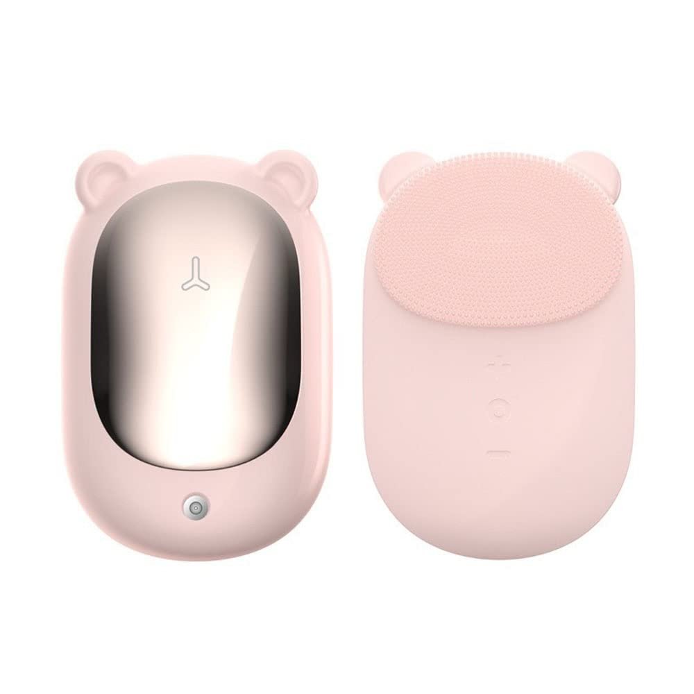 XARONF Facial Cleansing Brush Electric Waterproof Face Scrubber, Rechargeable Silicone Face Brush with Heated for Exfoliating, Deep Cleansing, Massaging (Color : Pink)