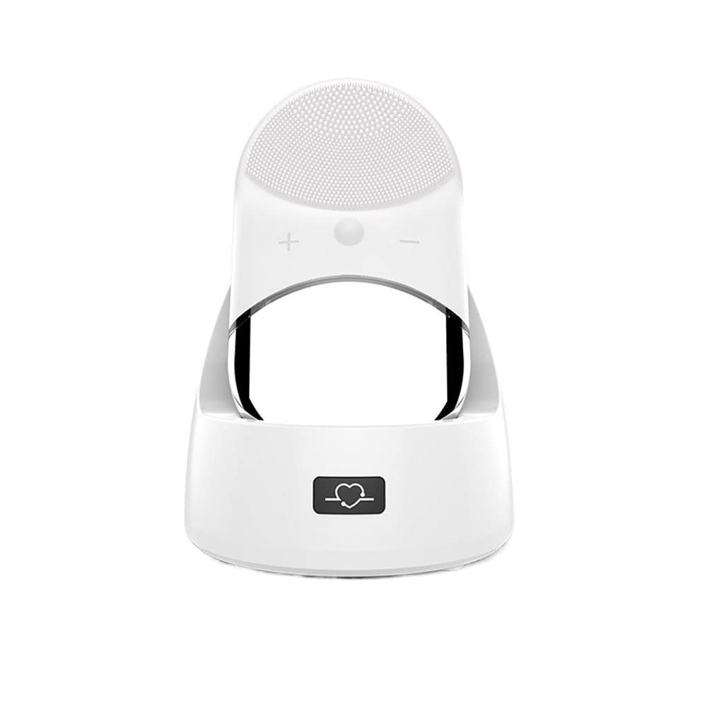 XARONF Facial Cleansing Brush, Electric Silicone Face Scrubber, Vibrating Massager, USB Rechargeble Face Scrubber Brush for Deep Cleanning, Blackhead Remover, Exfoliating (Color : White)