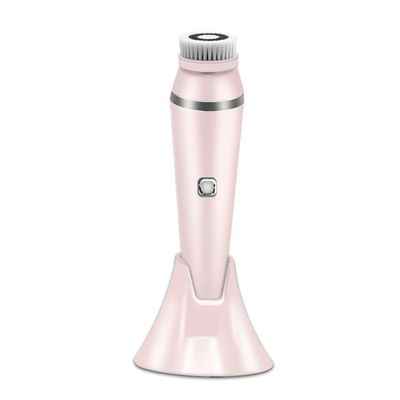 XARONF Electric Facial Cleansing Brush with 4 Replaceable Face Scrub Brush Heads, Waterproof Cleanser Remove Dirt, Oil, Makeup Residue, USB Rechargeable Facial Exfoliator, White (Color : Pink)