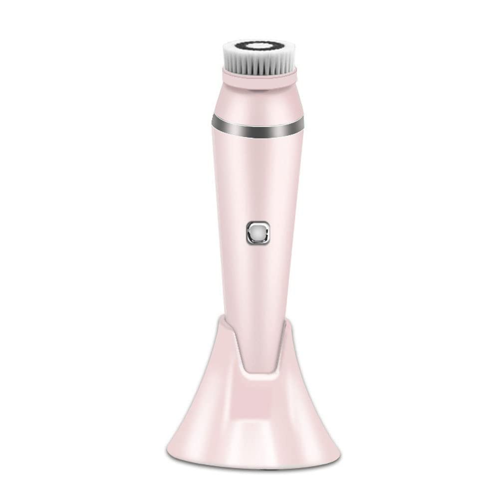 XARONF Electric Facial Cleansing Brush with 4 Replaceable Face Scrub Brush Heads, Waterproof Cleanser Remove Dirt, Oil, Makeup Residue, USB Rechargeable Facial Exfoliator, White (Color : Pink)