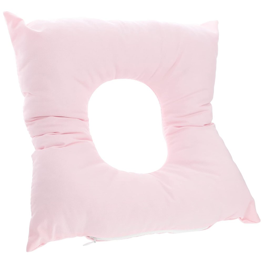 iplusmile Face Down Pillow Donut Pillow for SPA Salon Reusable Cotton Face Support Donut Cushion Pillow Hollow Face Pillow Washable for SPA Beauty Salon Head Support(Pink)