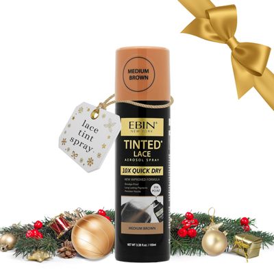 EBIN NEW YORK Tinted Lace Spray - Quick Dry, Water Resistant, No Residue, Even Application, Matching Skin Tone, Natural Look (3.38 oz/100ml - Medium Brown)