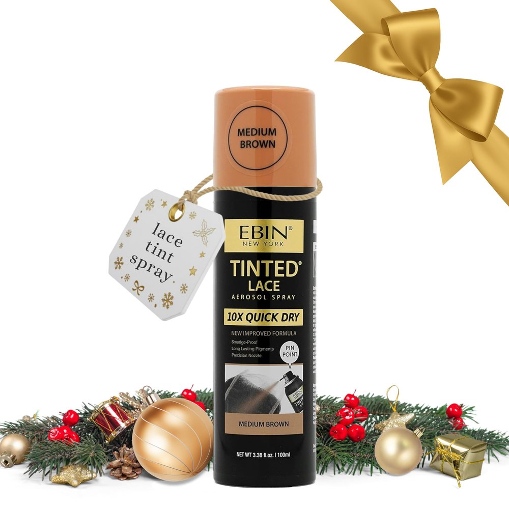 EBIN NEW YORK Tinted Lace Spray - Quick Dry, Water Resistant, No Residue, Even Application, Matching Skin Tone, Natural Look (3.38 oz/100ml - Medium Brown)