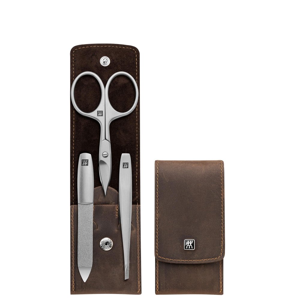ZWILLING Beauty TWINOX 4-pc Manicure Set with Brown Leather Case
