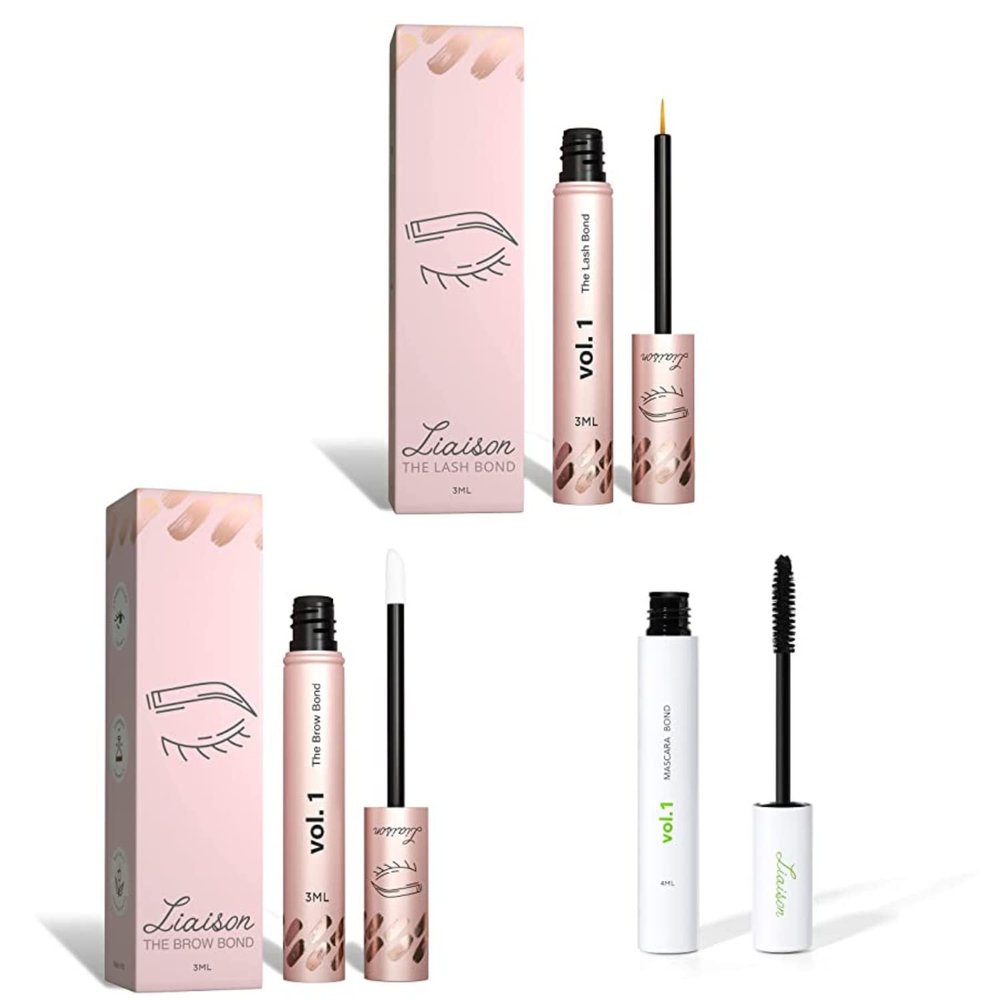 Liaison Brow & Lash Bundle Mascara Bond (4ml) for Long, Volumized Lashes + Brow Root Activator Serum (3ml) for Thicker, Fuller Eyebrows Vegan, Paraben-Free, Peptide-Infused Lash & Brow Growth Set