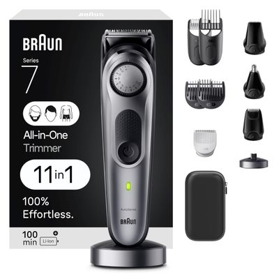 Braun All-in-One Men's Shaving Kit Series 7 7420, 11-in-1 Beard, Face, Nose, Ear Trimmer, Hair Clippers, Body Groomer and Manscaping, Holiday Gifts for Men