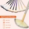 9 Pieces Facial Fan Mask Brushes, Soft Facial Applicator Brushes Tools for Peel Glycolic Makeup for Mud Cream(Champagne, Purple, Black) view 4