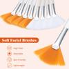 9 Pieces Facial Fan Mask Brushes, Soft Facial Applicator Brushes Tools for Peel Glycolic Makeup for Mud Cream(White, Yellow) view 3