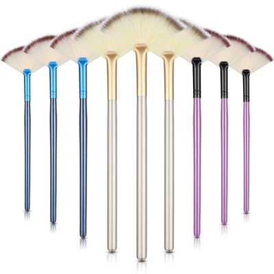 9 Pieces Facial Fan Mask Brushes, Soft Facial Applicator Brushes Tools for Peel Glycolic Makeup for Mud Cream(Blue, Purple, Champagne)