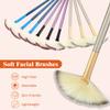 9 Pieces Facial Fan Mask Brushes, Soft Facial Applicator Brushes Tools for Peel Glycolic Makeup for Mud Cream(Blue, Purple, Champagne) view 4