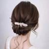 Andelaisi Boho Crystal Pearl Hair Comb Gold Rhinestone Wedding Hair Comb Barrettes Vintage Crystal Cz Hair Comb Headpiece Bling Cz Butterfly Comb Clip Headwear Pearl Wedding Hair Accessories(Style A) view 2