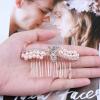 Andelaisi Boho Crystal Pearl Hair Comb Gold Rhinestone Wedding Hair Comb Barrettes Vintage Crystal Cz Hair Comb Headpiece Bling Cz Butterfly Comb Clip Headwear Pearl Wedding Hair Accessories(Style A) view 4